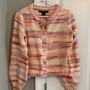 French Connection Pastel Striped Cardigan - Pink, Peach, Yellow, Purple